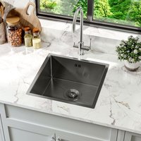 Living and Home Black Drop-in Kitchen Sink, Single Bowl Stainless Steel Sink in Silver