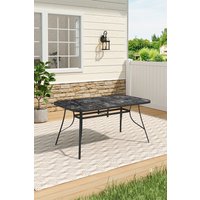 Living and Home Garden Tempered Glass Marble Rectangular Coffee Table