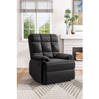 Living and Home Black Checkered Faux Leather Upholstered Recliner Armchair