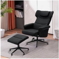 Living and Home Black Faux Leather Swivel Armchair with Footstool