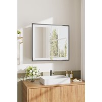 Living and Home Black Wall-mounted LED Mirror Cabinet with Double-Sided Door