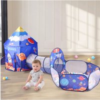 Living and Home Aerospace Theme Play Tent with Play Tunnel, Ball Pit in Blue