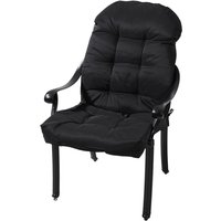 Living and Home 110cm L x 48cm W Waterproof Garden Lounger Chair Cushion in Black | Size: 110 cm L x 48 cm W