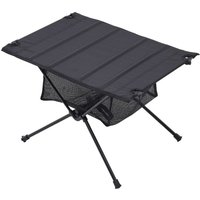H&O Direct Aluminium Camp Table with Mesh Shelf in Black