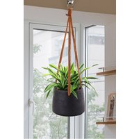 Living and Home Nordic Hanging Cement Planter Plant Hanging Basket in Black