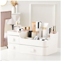 H&O Direct Desktop Makeup Storage Box With 3 Drawers in White