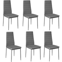 Living and Home Set of 6 Grey PU Leather Armless High Back Dining Chairs