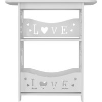 Living and Home 2-Tier PVC Side Table Small Sturdy Nightstand in White