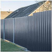Living and Home 12pcs 115x45cm W Steel Corrugated Sheets Box Profile for Roofing Walling Garage Shed in Charcoal | Size: 115x45 cm
