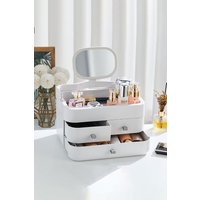 Living and Home 3 Drawers Modern Makeup Organizer with Mirror in White