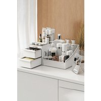 SHEONLY Desktop Cosmetic Organizer Storage Box 25CM Width Multifunctional Box Cube Home Dormitory Office in White
