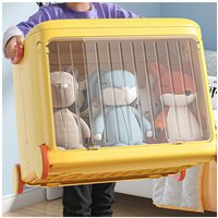 Living and Home Stackable Storage Bins Plastic Storage Containers with Wheels Collapsible Storage Bins Closet Organizers in Yellow
