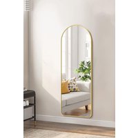 H&O Direct 40cm W x 120cm H Gold Arched Metal Framed Wall Mirror for Hallway & Bedroom, Wall Mount Kit Included | Size: 40 cm W x 120 cm H