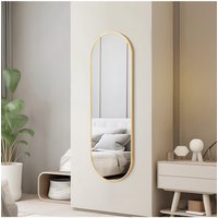 H&O Direct 40cm W x 120cm H Gold Oval Wall Mirror Full Length Mirror | Size: 40 cm W x 120 cm H