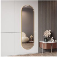 H&O Direct 40cm W x 150cm H Wall Mounted Full Length Mirror in Gold | Size: 40 cm W x 150 cm H