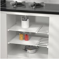 H&O Direct Adjust Closet Cupboard Wardrobe Storage Organizer Shelf Extendable Divider Rack in White