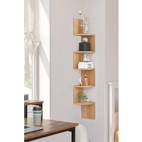 H&O Direct Tiered Wooden Floating Corner Shelf in Brown | Size: Medium