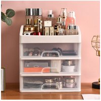 H&O Direct Plastic Makeup Organizer with 3 Drawers in Clear