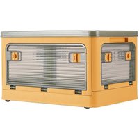 H&O Direct Folding Plastic Storage Bins Collapsible Organizers Box with Wheels in Yellow | Size: XL