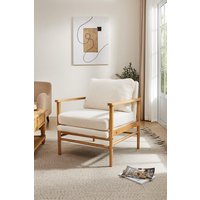 H&O Direct Teddy Bear Fur Wooden Armchair in White