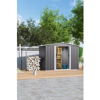 H&O Direct Outdoor Metal Storage Shed with Lean-to in Grey