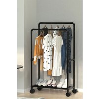 Living and Home 2 Rod Metal Clothes Rack Garment Rack on Wheels with Shoes Rack 57.5 x 115 CM in Black
