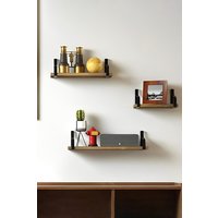Living and Home 3pcs Floating Display Shelves Light Carbonized Wall Mounted Wood Shelf Plant Stand in Brown