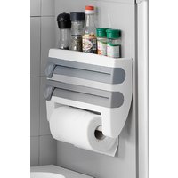 H&O Direct Kitchen Cling Foil Wrap Dispenser with Cutter, Roller Holder in Grey