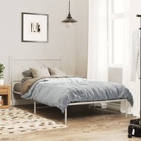 Berkfield Home Metal Bed Frame without Mattress with Headboard White 100x190cm | Size: 100x190 cm