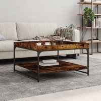 Berkfield Home Coffee Table Smoked Oak 80x80x45 cm Engineered Wood & Iron in Brown | Size: 80 x 80 x 45 cm