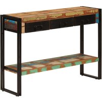 Berkfield Home Console Table 110x30x76 cm Solid Wood Reclaimed in Black | Size: 110 x 30 x 76 cm