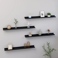 Berkfield Home Wall Shelves 4 pcs Black 80x9x3 cm | Size: 80 x 9 x 3 cm