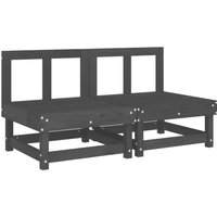 Berkfield Home Garden Middle Sofas 2 pcs Grey Solid Wood Pine