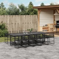 Berkfield Home 11 Piece Garden Dining Set Black Poly Rattan