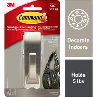Command Modern Reflections Brushed Nickel Large Metal Hook MR03 BN Metallic