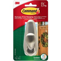 3M CLAW Command Outdoor Brushed Nickel Large Metal Hook FC13-BN-AW in White