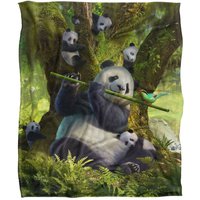 JQ Licensing Jlo Panda Family Flute Silky Touch Super Soft Throw Blanket 152 X 127 cm in White
