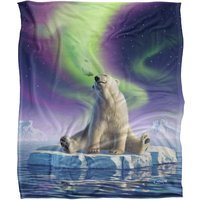 JQ Licensing Jlo Polar Bear Aurora Northern Lights Silky Touch Super Soft Throw Blanket 152 X 127 cm in White