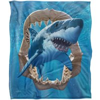 JQ Licensing Jlo Shark Hunting Silky Touch Super Soft Throw Blanket 152 X 127 cm in White