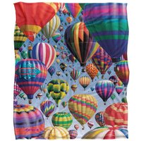 JQ Licensing Royce Mcclure Hot Air Balloon Sky Silky Touch Super Soft Throw Blanket 152 X 127 cm in White