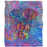 JQ Licensing Royce Mcclure Bohemian Elephant Silky Touch Super Soft Throw Blanket 152 X 127 cm in White