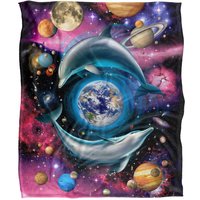JQ Licensing Royce Mcclure Dolphin Universe Silky Touch Super Soft Throw Blanket 152 X 127 cm in White
