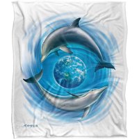 JQ Licensing Royce Mcclure Dolphin World Silky Touch Super Soft Throw Blanket 152 X 127 cm in White