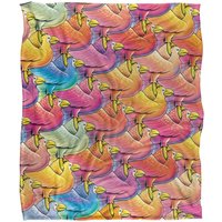 JQ Licensing Royce Mcclure Flocking Birds Pattern Silky Touch Super Soft Throw Blanket 152 X 127 cm in White