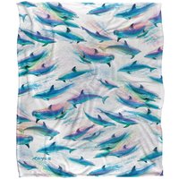 JQ Licensing Royce Mcclure Dolphin Flow Repeat Pattern Silky Touch Super Soft Throw Blanket 152 X 127 cm in White