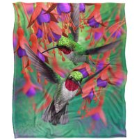 JQ Licensing Royce Mcclure Hummingbirds & Flowers Silky Touch Super Soft Throw Blanket 152 X 127 cm in White