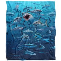 JQ Licensing Royce Mcclure Wish You Were Here Great White Sharks Silky Touch Super Soft Throw Blanket 152 X 127 cm