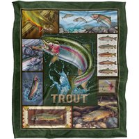 JQ Licensing Trout Fishing Silky Touch Super Soft Throw Blanket 152 X 127 cm in White
