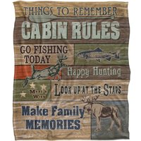 JQ Licensing Jl-Jp Cabin Rules Silky Touch Super Soft Throw Blanket 152 X 127 cm in White
