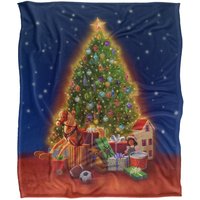 JQ Licensing Lc Christmas Tree Gifts Silky Touch Super Soft Throw Blanket 152 X 127 cm in White